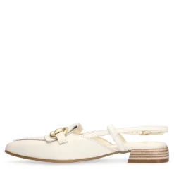 Manfield Witte leren slingbacks met goudkleurige chain^DAMES Pumps|Slingbacks