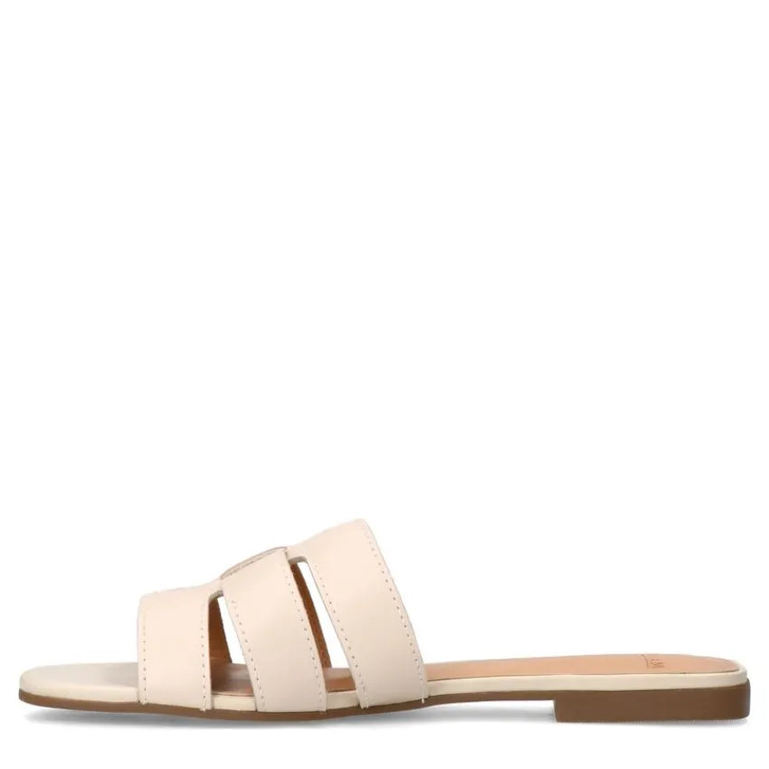 Manfield Witte leren slippers^DAMES Slippers