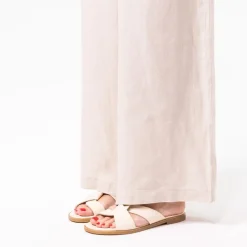 Manfield Witte leren slippers^DAMES Slippers