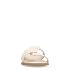 Manfield Witte leren slippers^DAMES Slippers
