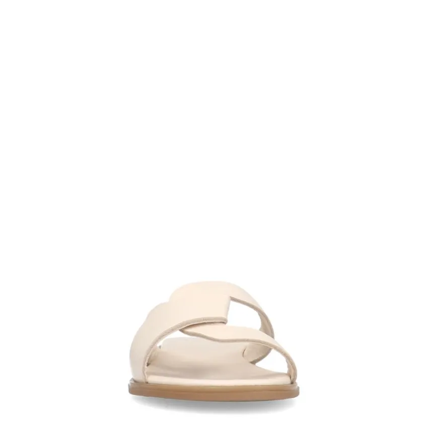 Manfield Witte leren slippers^DAMES Slippers