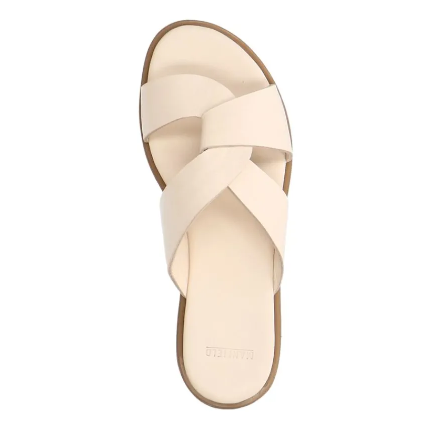 Manfield Witte leren slippers^DAMES Slippers