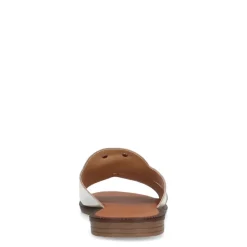 Manfield Witte leren slippers met chain^DAMES Slippers