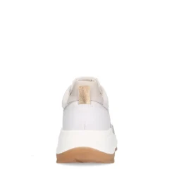 Manfield Witte leren sneaker met gouden glitter^DAMES Sneakers