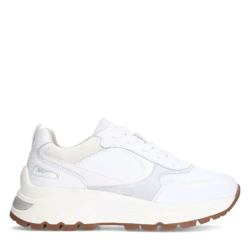 Manfield Witte leren sneakers^DAMES Sneakers