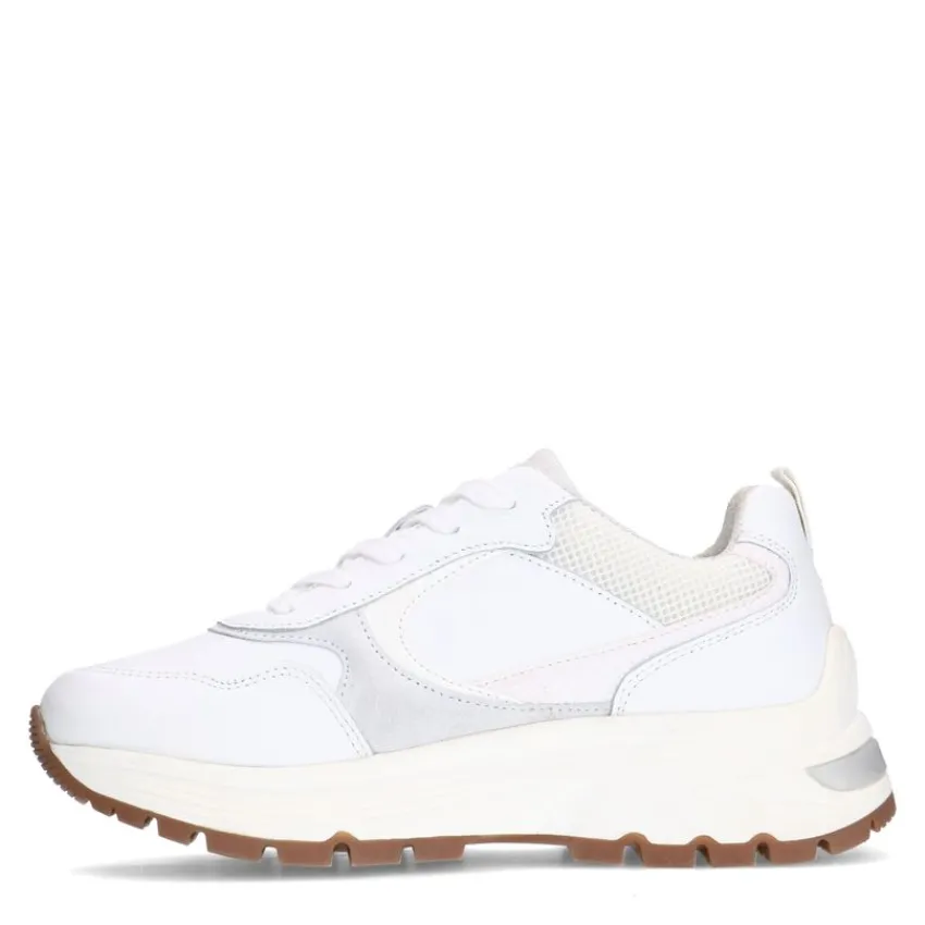 Manfield Witte leren sneakers^DAMES Sneakers