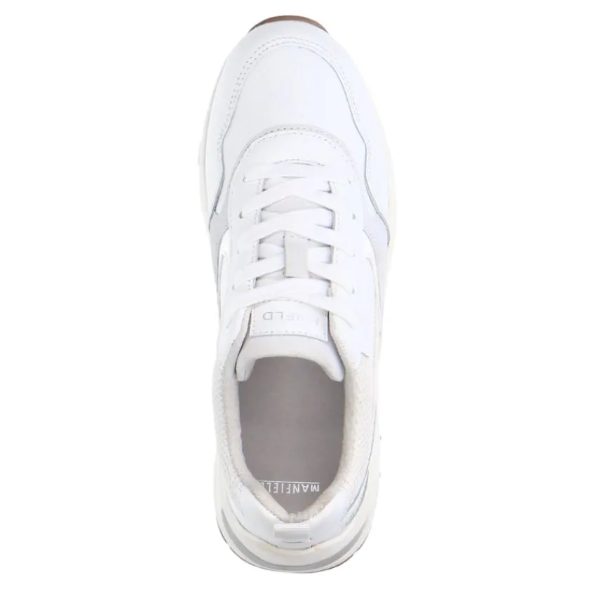 Manfield Witte leren sneakers^DAMES Sneakers