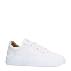 Manfield Witte leren sneakers^Heren Sneakers