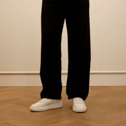 Manfield Witte leren sneakers^Heren Sneakers