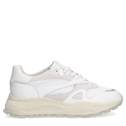 Manfield Witte leren sneakers^DAMES Sneakers