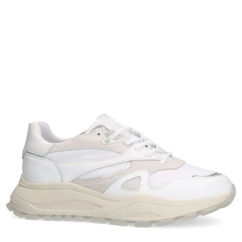 Manfield Witte leren sneakers^DAMES Sneakers