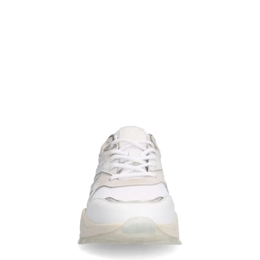 Manfield Witte leren sneakers^DAMES Sneakers