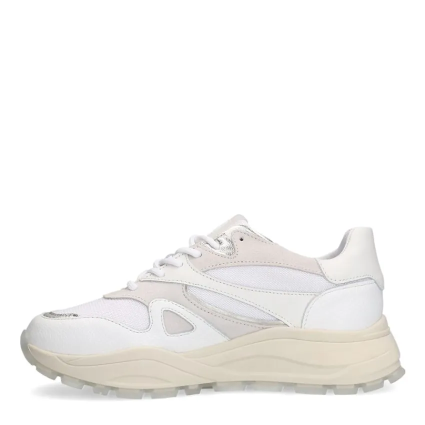Manfield Witte leren sneakers^DAMES Sneakers