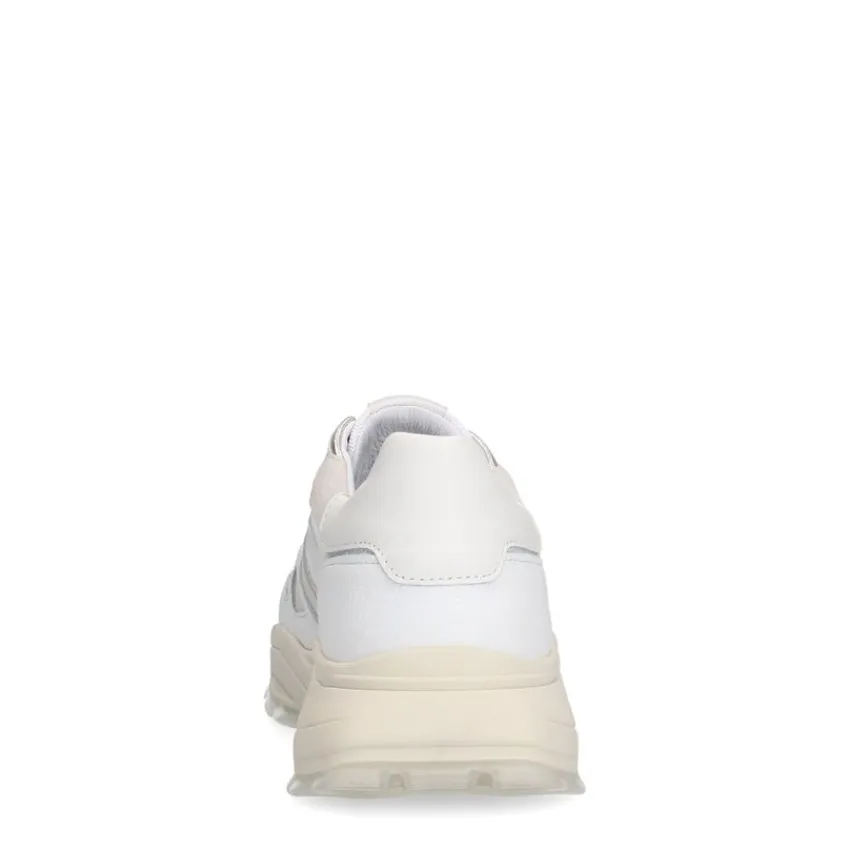 Manfield Witte leren sneakers^DAMES Sneakers
