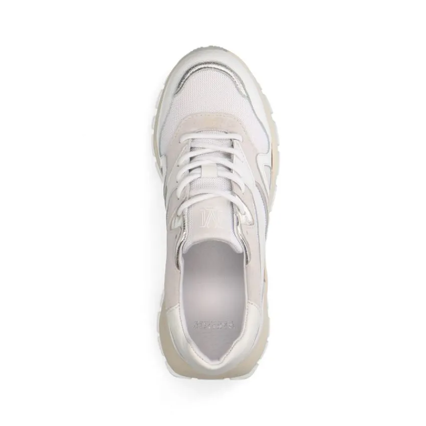 Manfield Witte leren sneakers^DAMES Sneakers