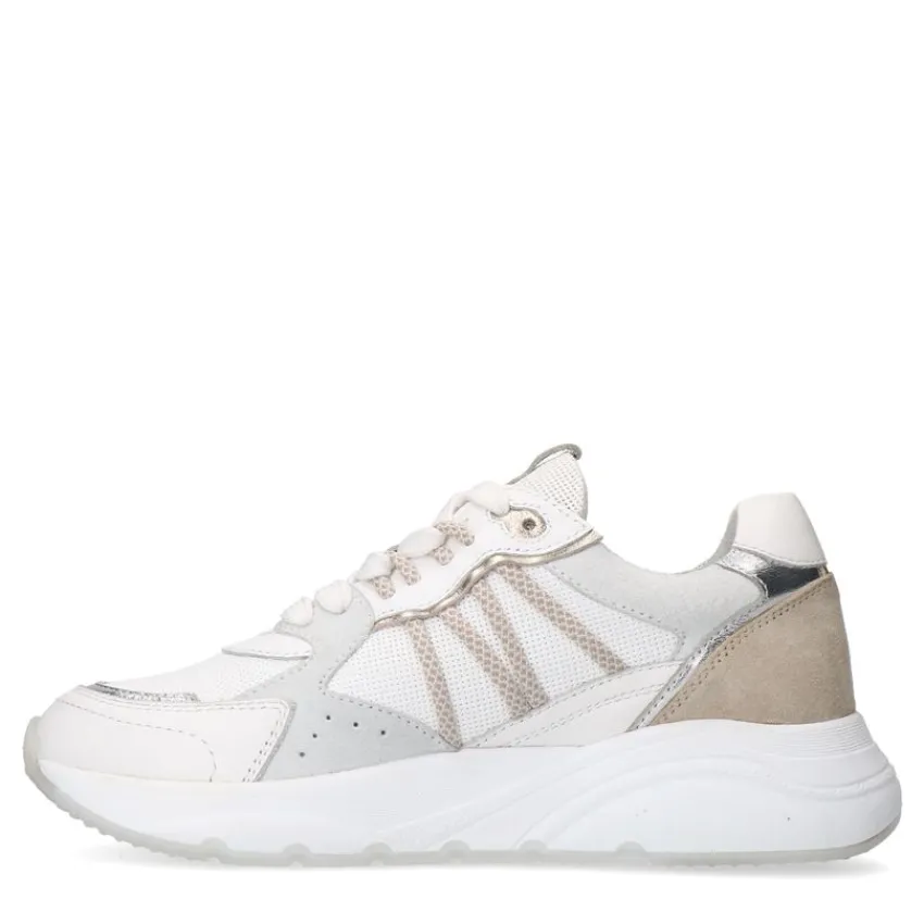 Manfield Witte leren sneakers^DAMES Sneakers