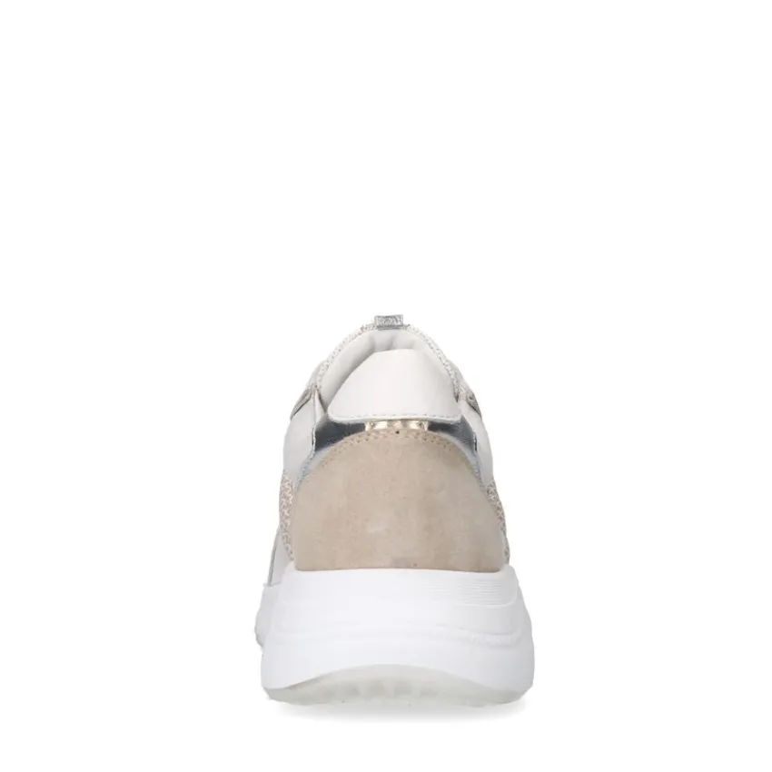 Manfield Witte leren sneakers^DAMES Sneakers