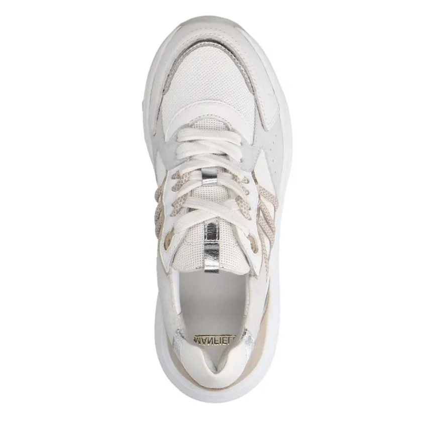 Manfield Witte leren sneakers^DAMES Sneakers