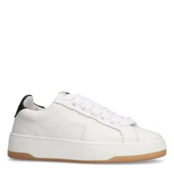 Manfield Witte leren sneakers^DAMES Sneakers