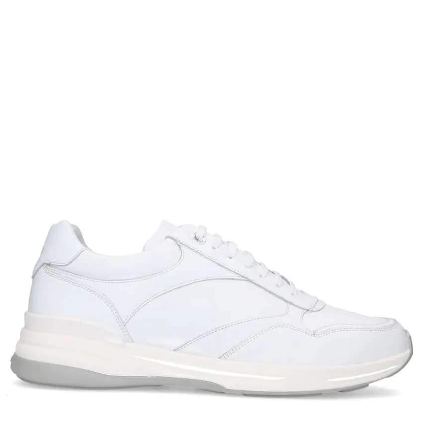 Van Lier Witte leren sneakers^Heren Sneakers