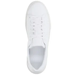 Manfield Witte leren sneakers^Heren Sneakers