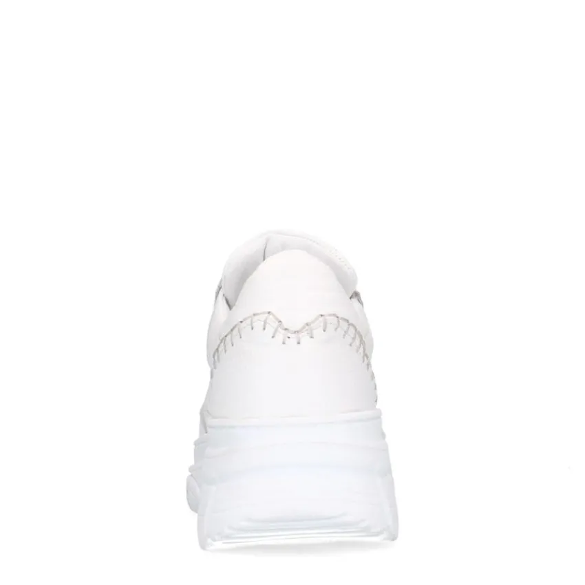 Manfield Witte leren sneakers^DAMES Sneakers