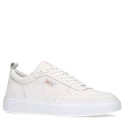 Manfield Witte leren sneakers^Heren Sneakers
