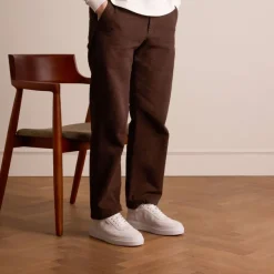 Manfield Witte leren sneakers^Heren Sneakers