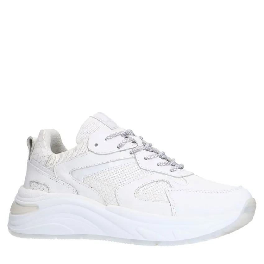 Manfield Witte leren sneakers^DAMES Sneakers