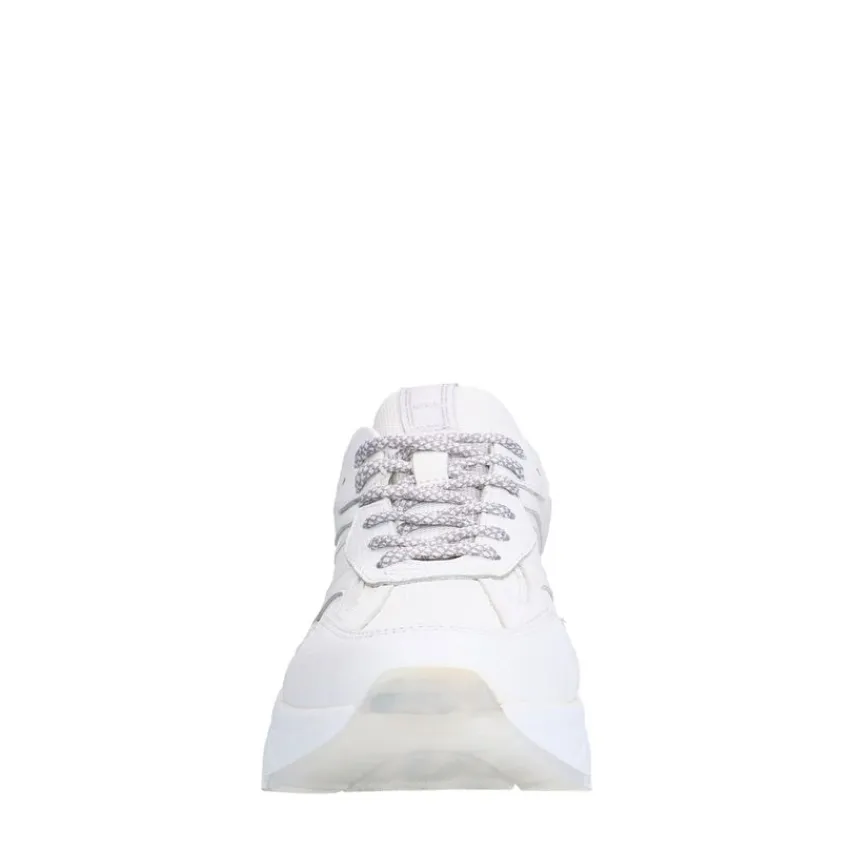 Manfield Witte leren sneakers^DAMES Sneakers