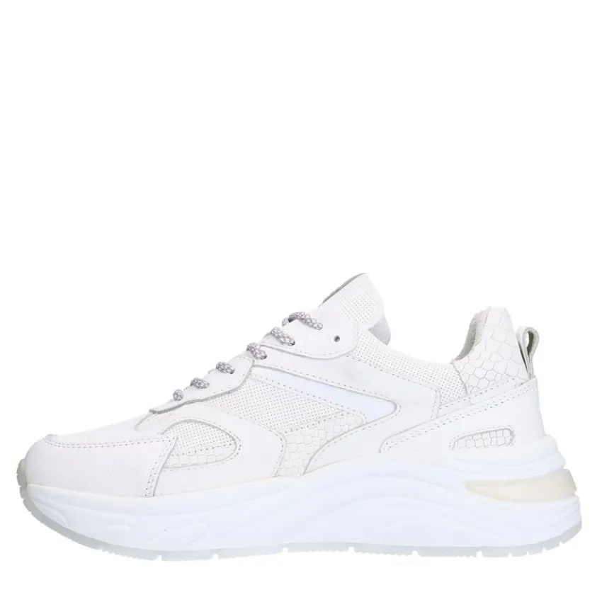 Manfield Witte leren sneakers^DAMES Sneakers