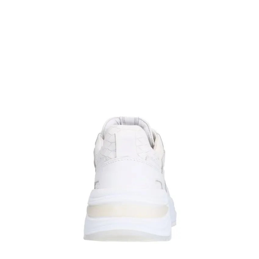 Manfield Witte leren sneakers^DAMES Sneakers