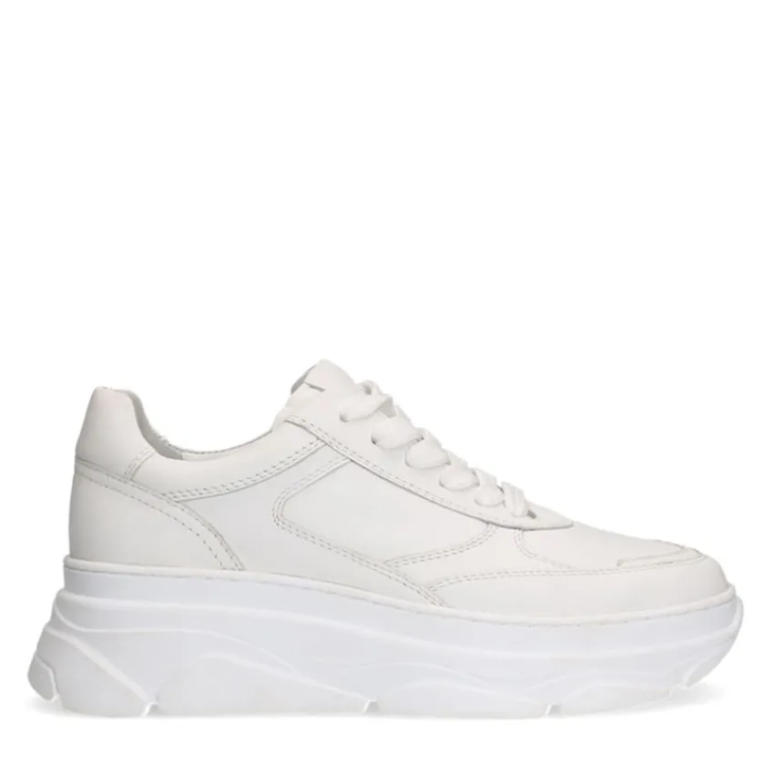 Manfield Witte leren sneakers^DAMES Sneakers
