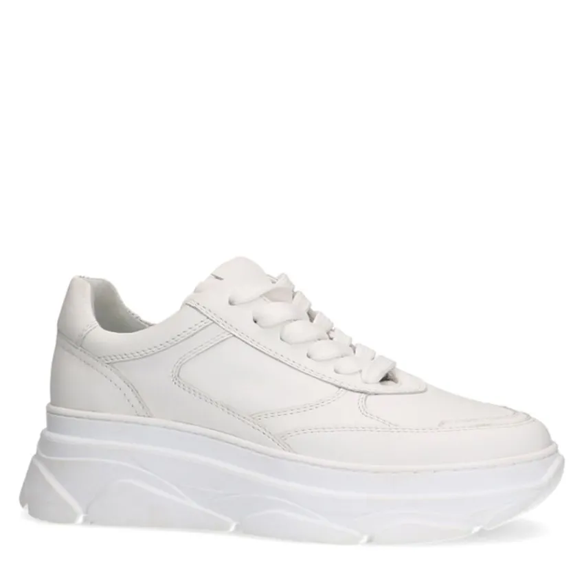 Manfield Witte leren sneakers^DAMES Sneakers