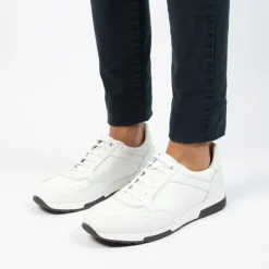 Van Lier Witte leren sneakers^Heren Sneakers