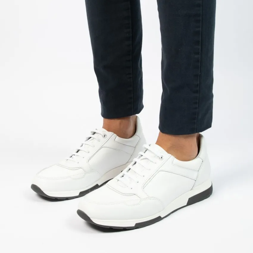 Van Lier Witte leren sneakers^Heren Sneakers
