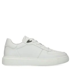 Manfield Witte leren sneakers^Heren Sneakers