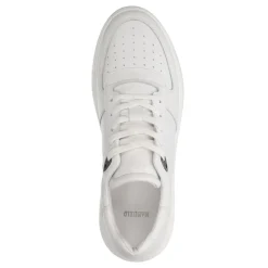 Manfield Witte leren sneakers^Heren Sneakers