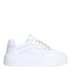 Manfield Witte leren sneakers^DAMES Sneakers