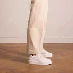 Manfield Witte leren sneakers^DAMES Sneakers