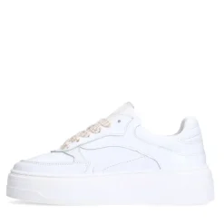 Manfield Witte leren sneakers^DAMES Sneakers