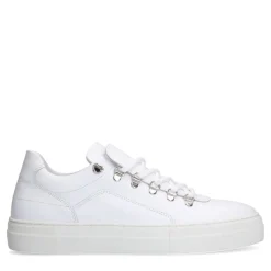 Manfield Witte leren sneakers^Heren Sneakers