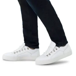 Manfield Witte leren sneakers^Heren Sneakers