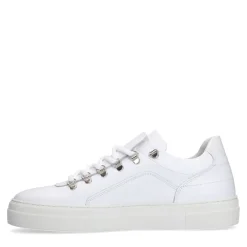 Manfield Witte leren sneakers^Heren Sneakers