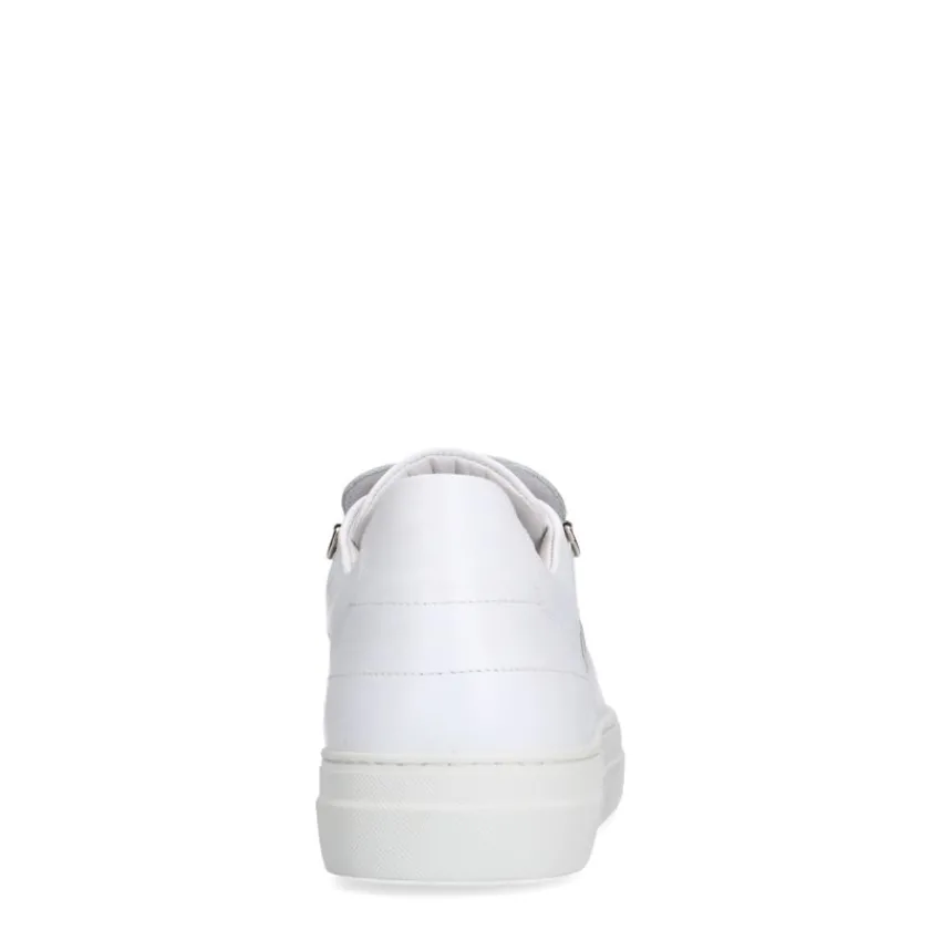 Manfield Witte leren sneakers^Heren Sneakers