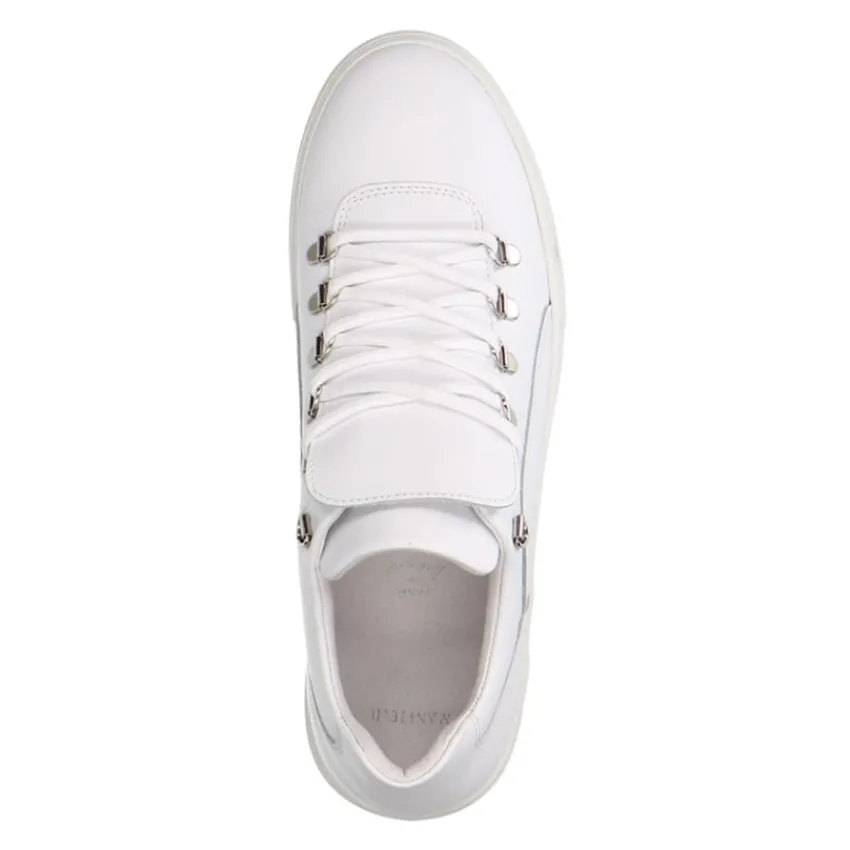 Manfield Witte leren sneakers^Heren Sneakers