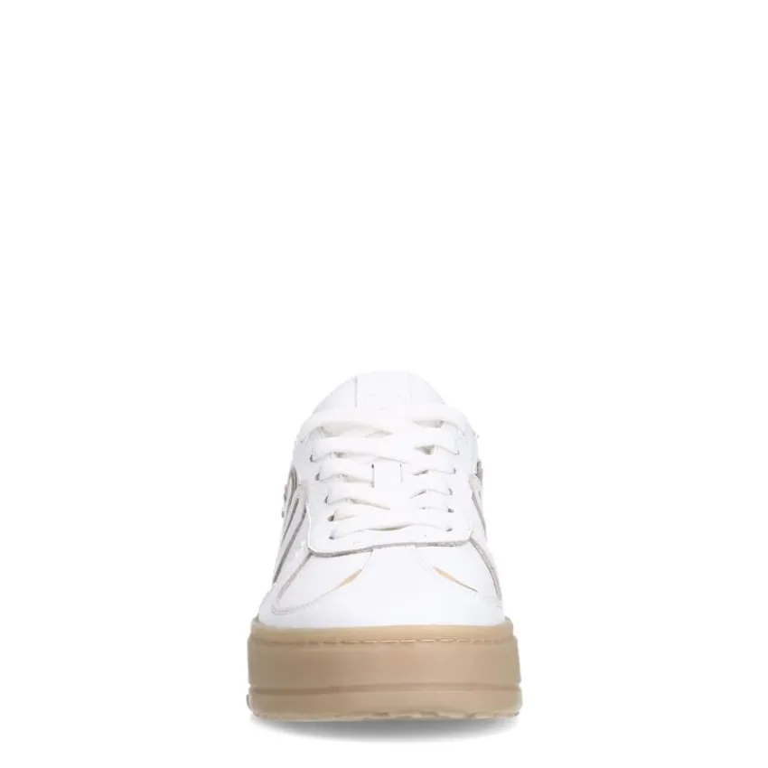 Manfield Witte leren sneakers^DAMES Sneakers
