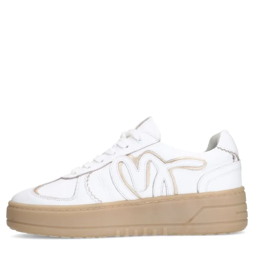 Manfield Witte leren sneakers^DAMES Sneakers