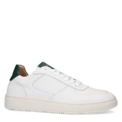 Manfield Witte leren sneakers^Heren Sneakers