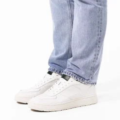 Manfield Witte leren sneakers^Heren Sneakers